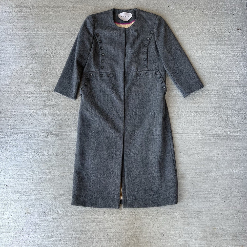 ports 1961 women's wool silk long coat gray minimalist‎ designer size 0